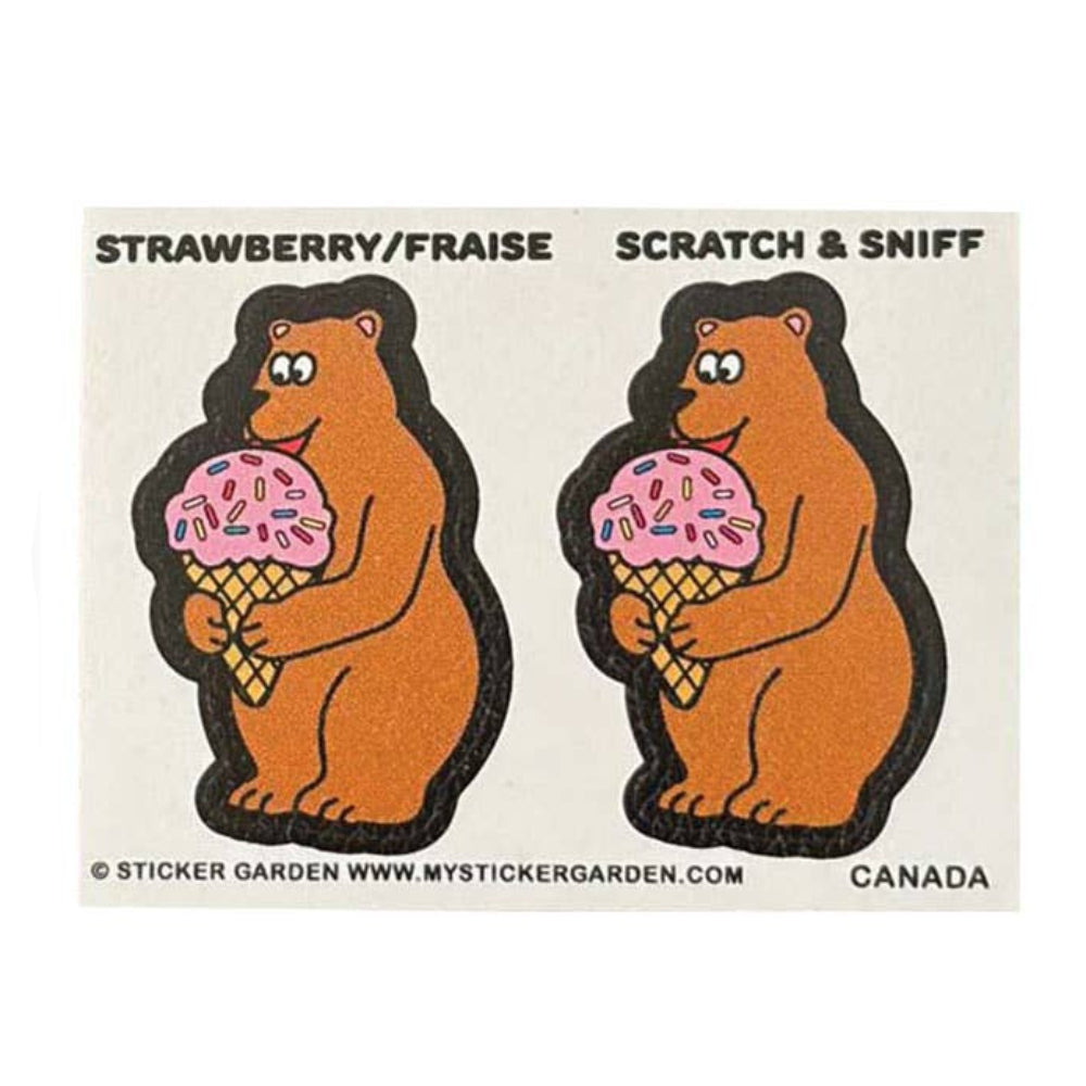 Sticker Garden  Sheet Scratch and Sniff Bear Strawberry Scent