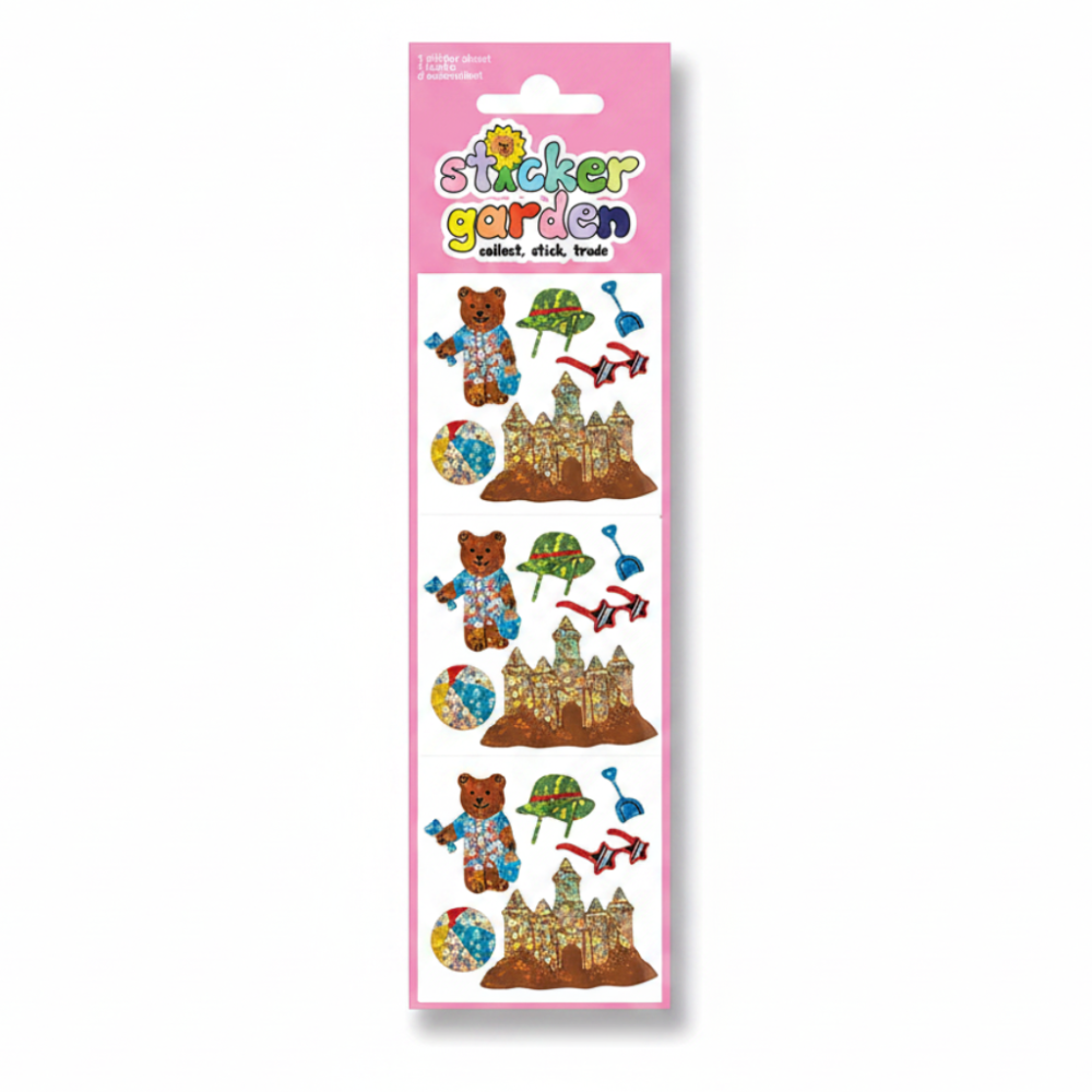 Sticker Garden Sheet Sparkle Bear at the Beach