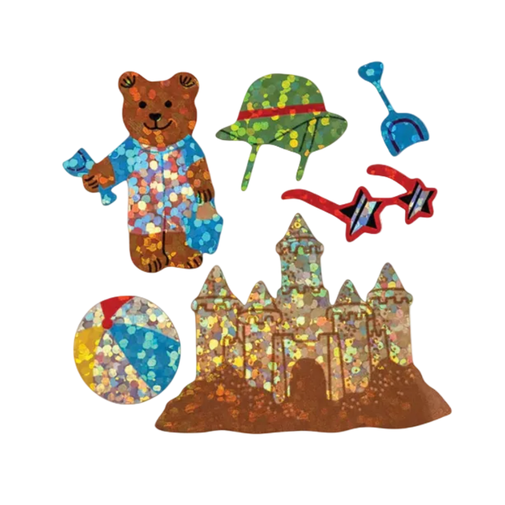 Sticker Garden Sheet Sparkle Bear at the Beach