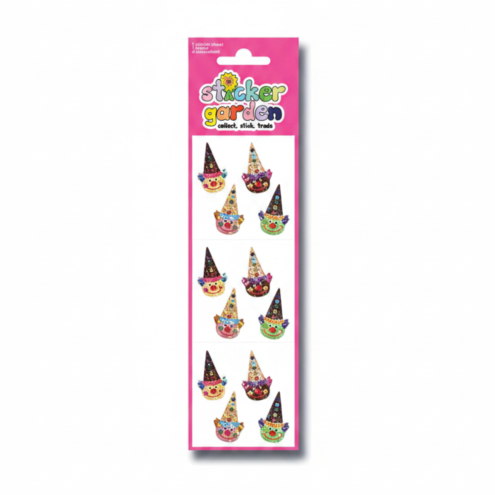 Sticker Garden Sheet Sparkle Clown Ice Cream Cone