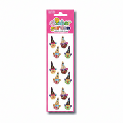 Sticker Garden Sheet Sparkle Clown Ice Cream Cone