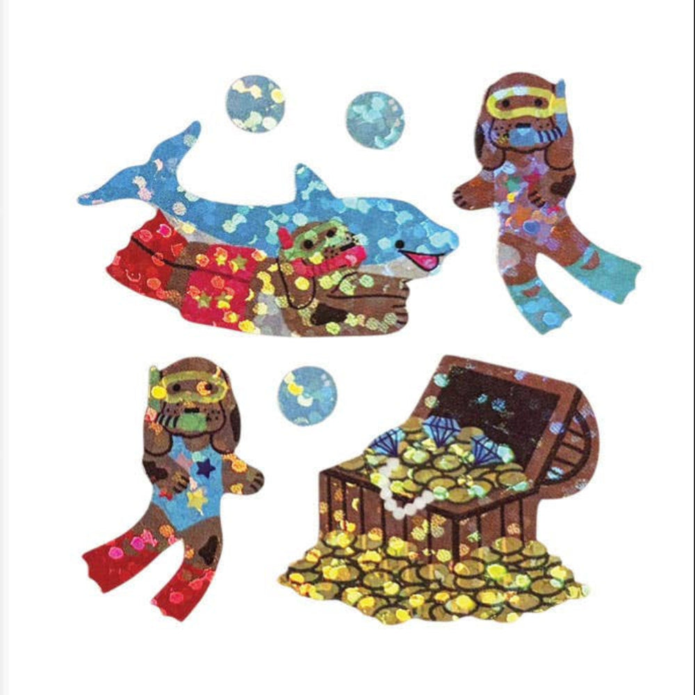 Sticker Garden Sheet Sparkle Diving Dogs