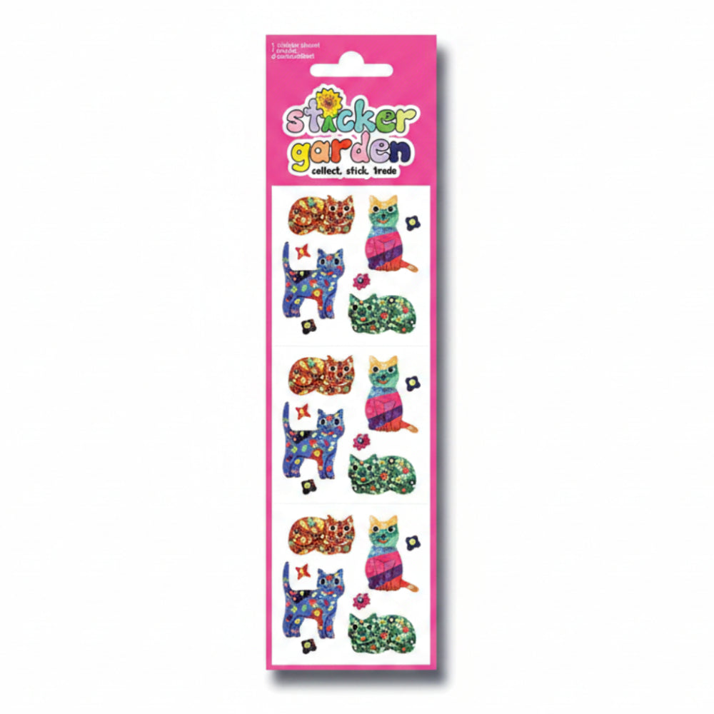 Sticker Garden Sheet Sparkle Groovy Cats