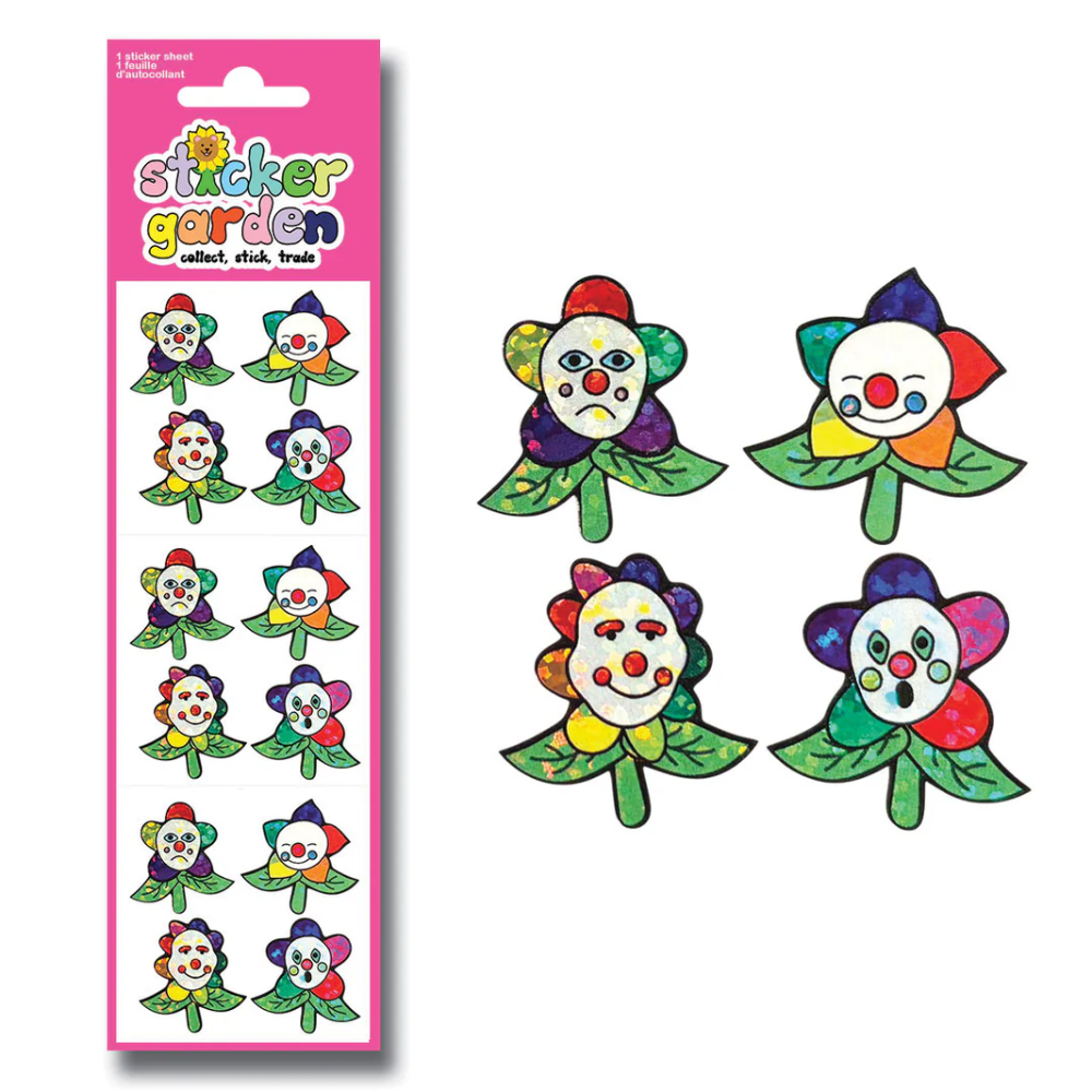 Sticker Garden Sheet Sparkle Clown Flowers