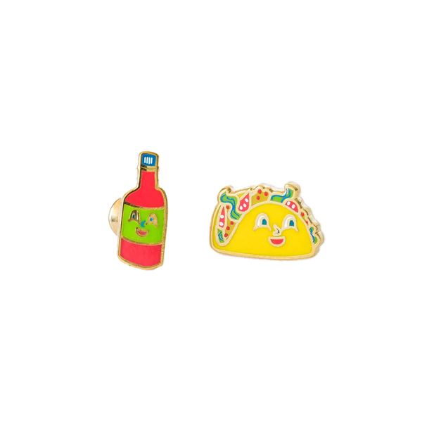 Yellow Owl Stud Earrings Taco and Hot Sauce