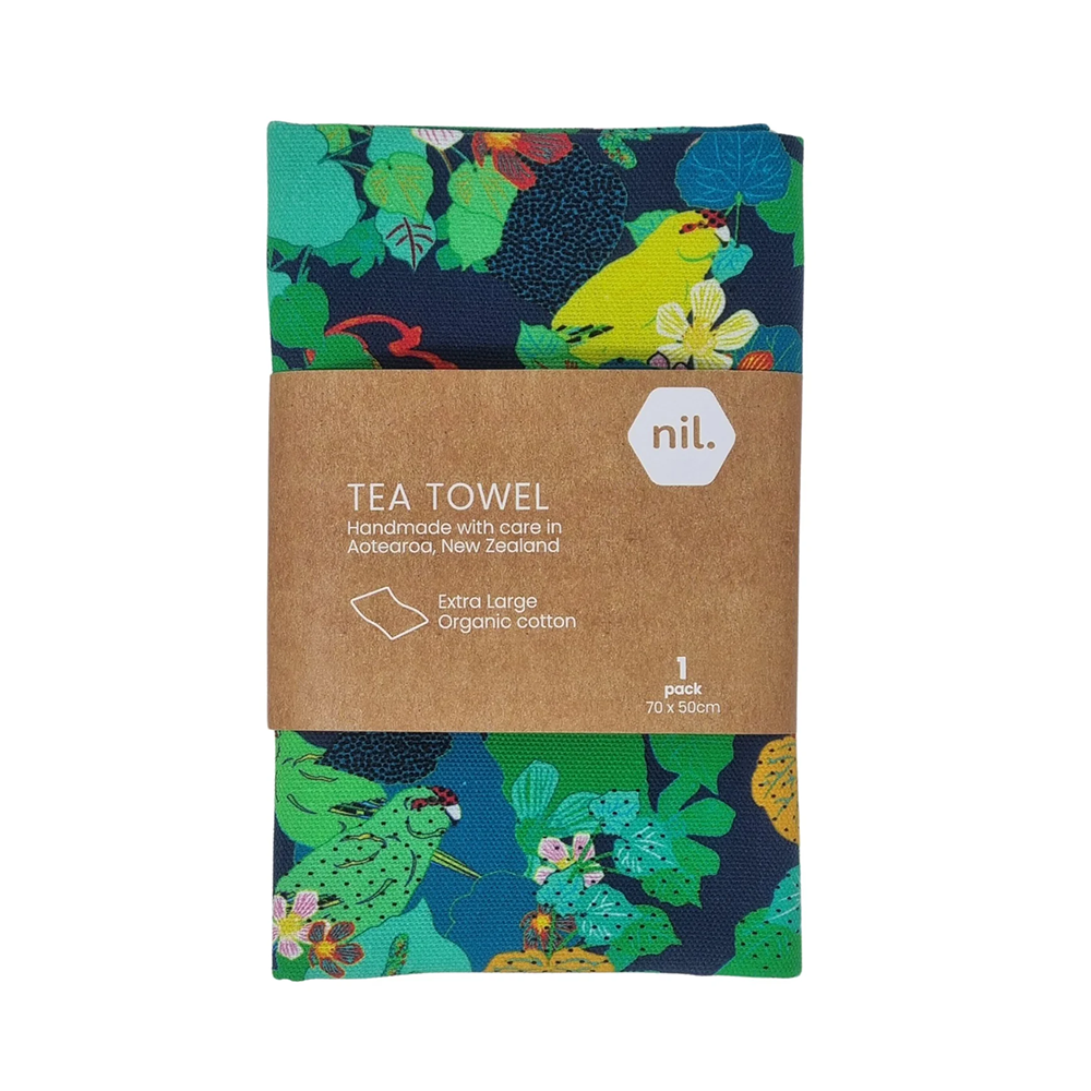 nil. Organic Tea towel NZ Floral