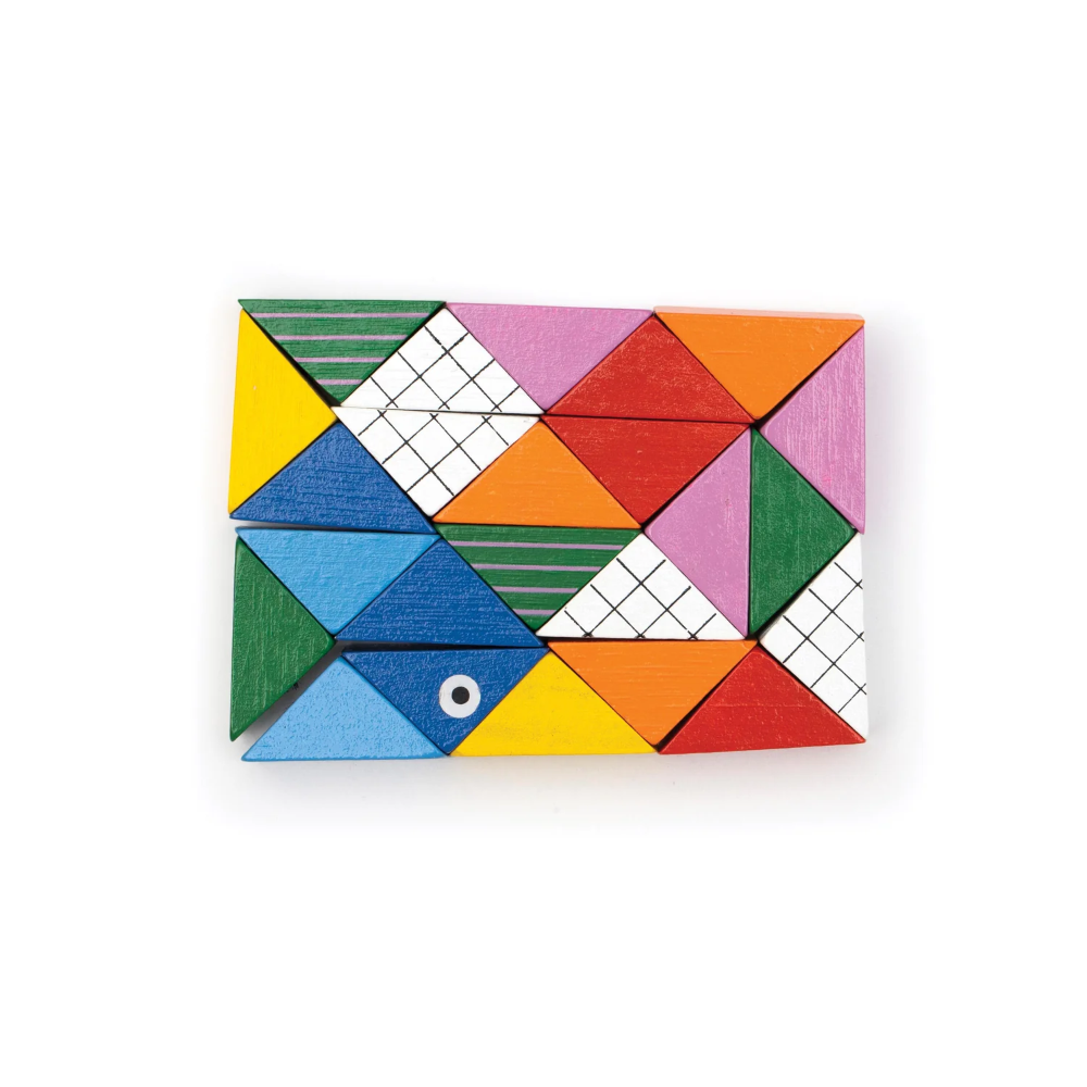 Colorful geometric puzzle on a white background