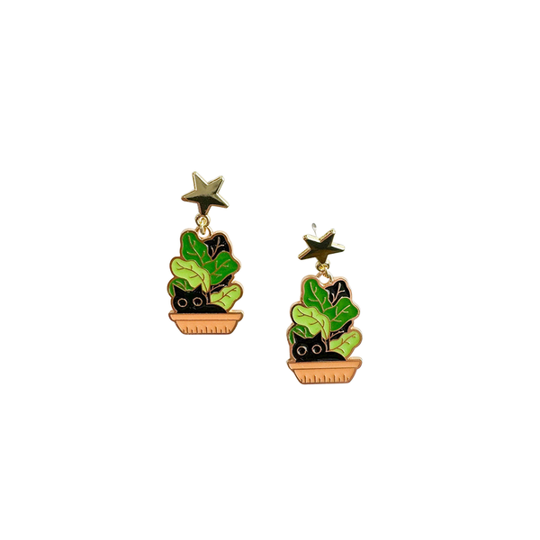 Xena Studs Kitto Cat and Plant