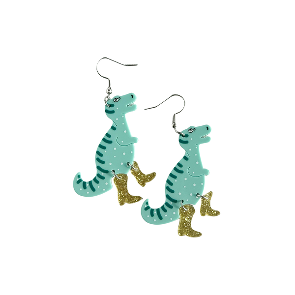 Pop Cowgirl Dino Earrings Mint