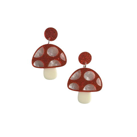 Pop Toadstools Earrings Red