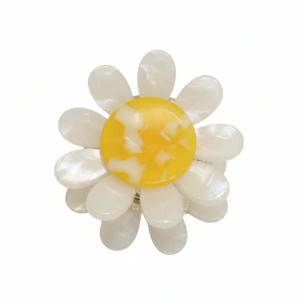 Pop Perspex Claw Clip  Daisy White Yellow