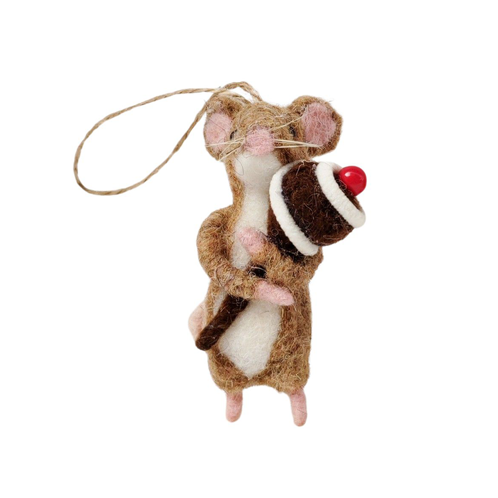 Felt Christmas Decoration Mouse Feast Holding Food Assorted