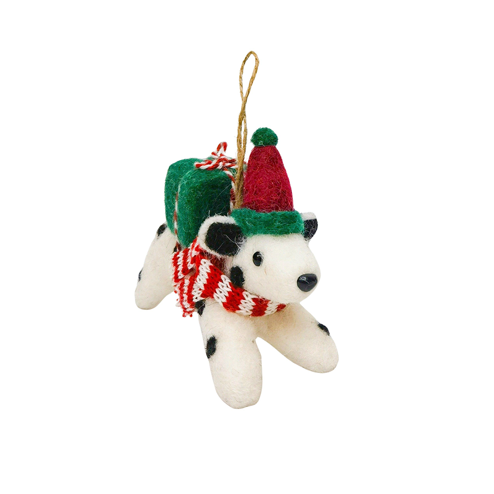 Felt Christmas Decoration Spotty Dog Assorted