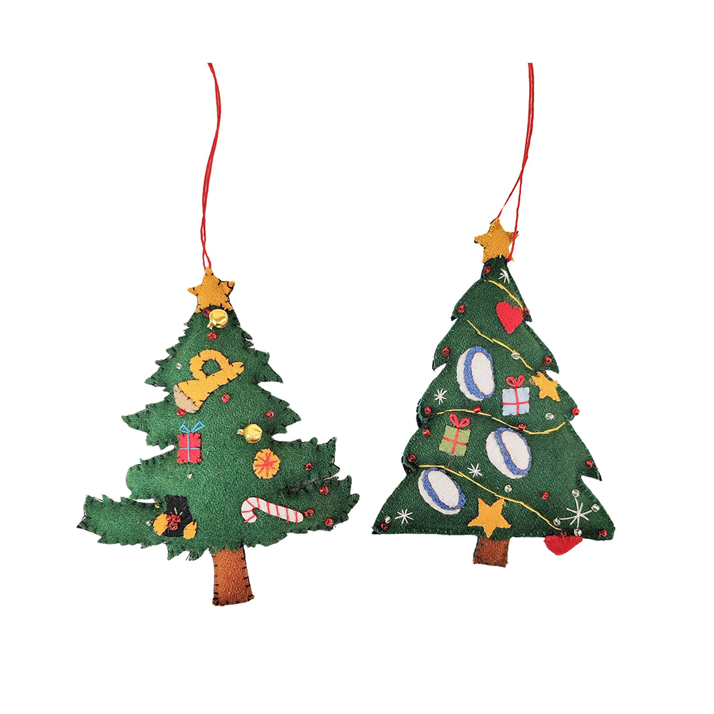 Fabric Stitched Christmas Decoration Tree Assorted