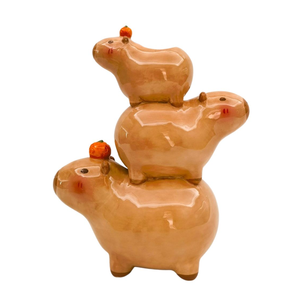 Ceramic Capybara  Family Stack Vase