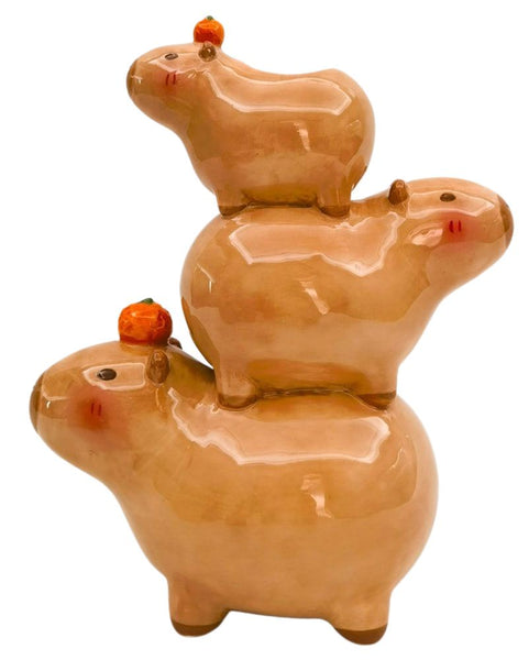 Ceramic Capybara  Family Stack Vase