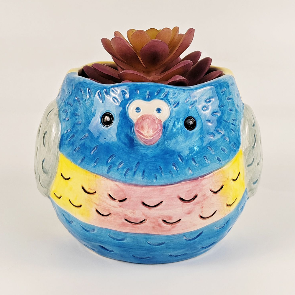 Chubby Lorikeet Bird Planter Blue Pink