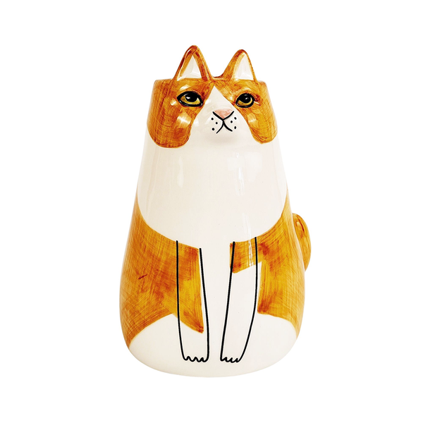 Ceramic Sitting Cat Vase Orange