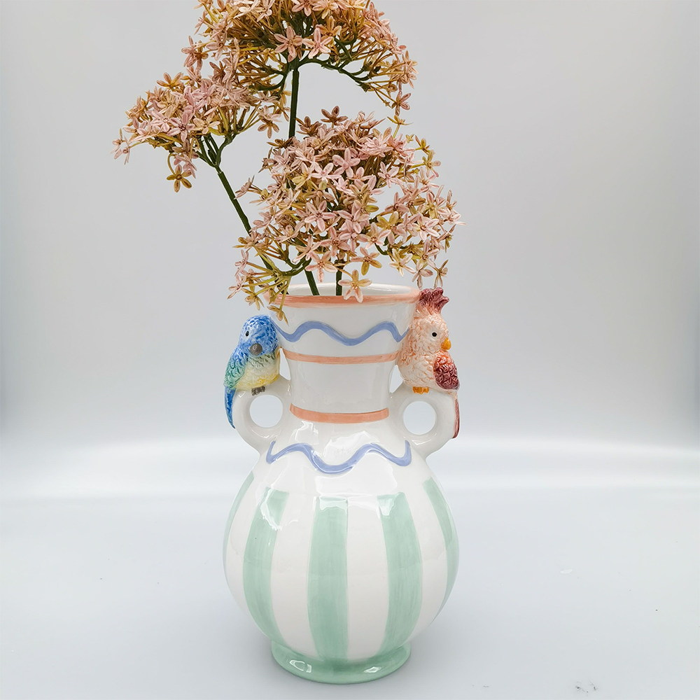 Ceramic Perdy Parrot Vase Green