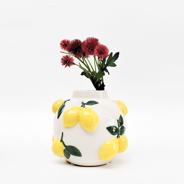 Ceramic Tuscan Lemon Vase White