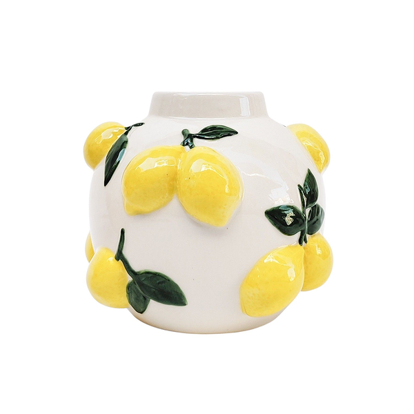 Ceramic Tuscan Lemon Vase White
