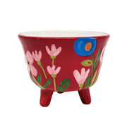 Naive Three Legged Floral Planter Red