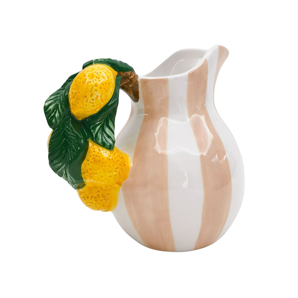 Tuscan Lemon Jug Pink Stripe