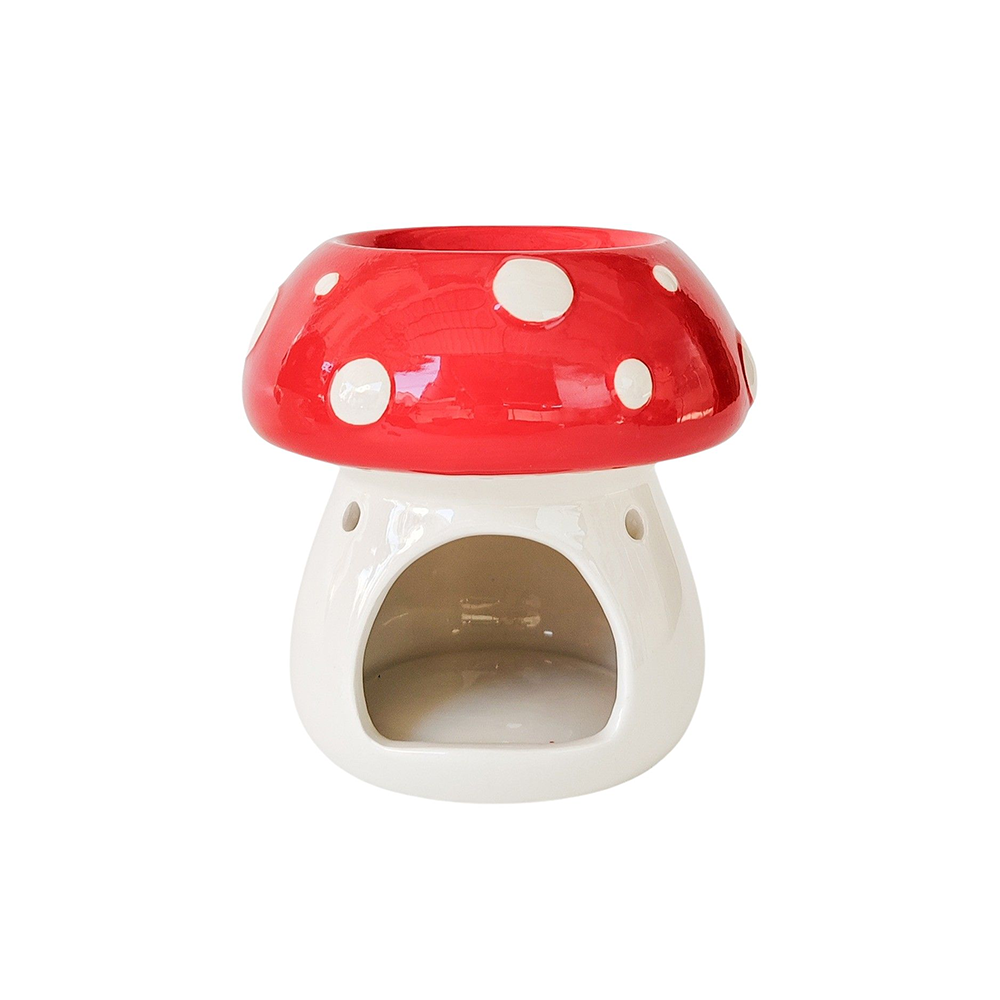 Ceramic Toadstool Oil Burner Red