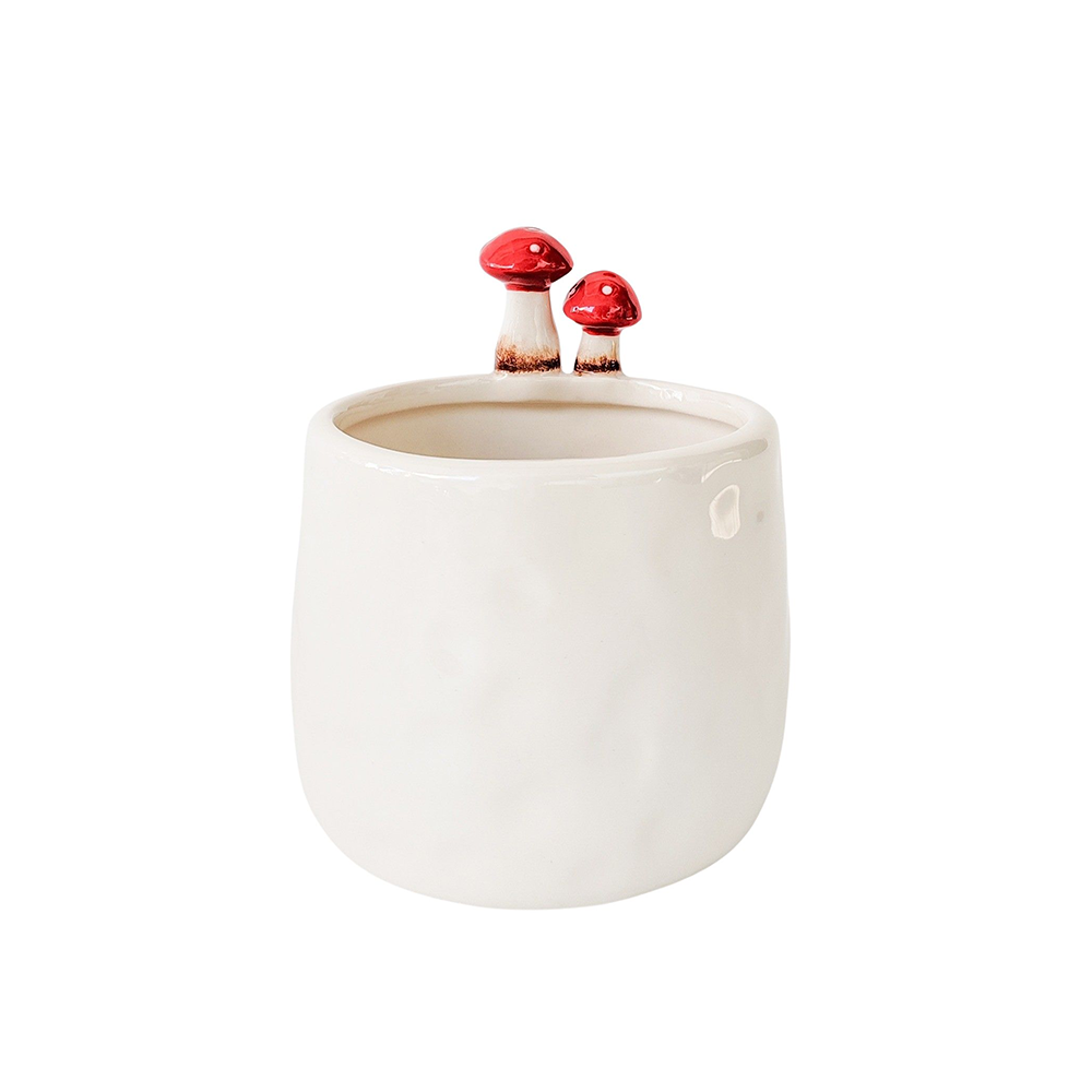 Ceramic Toadstool Planter White Large