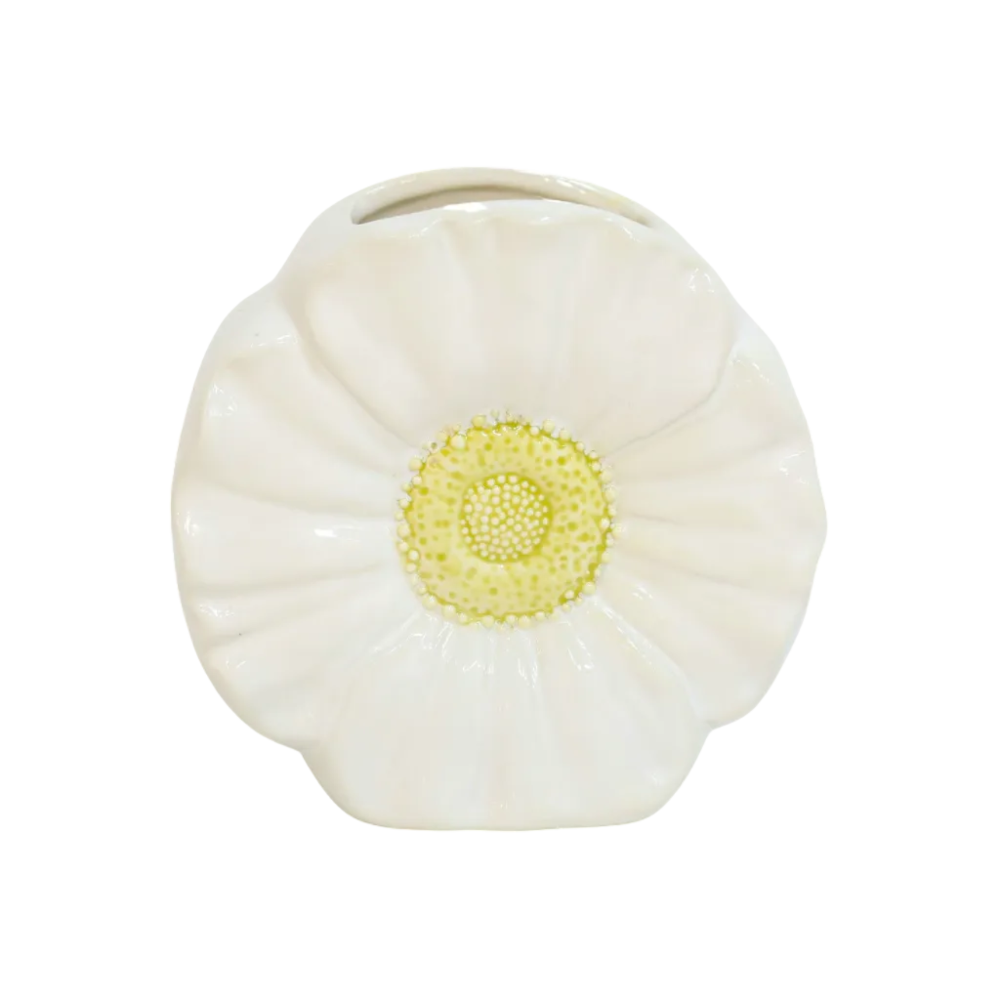 Poppy Flower Vase White