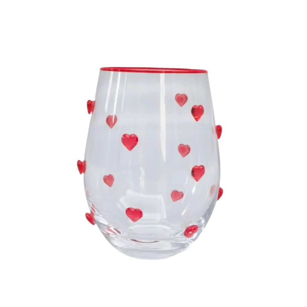 Kaya Stemless Glass Red Heart