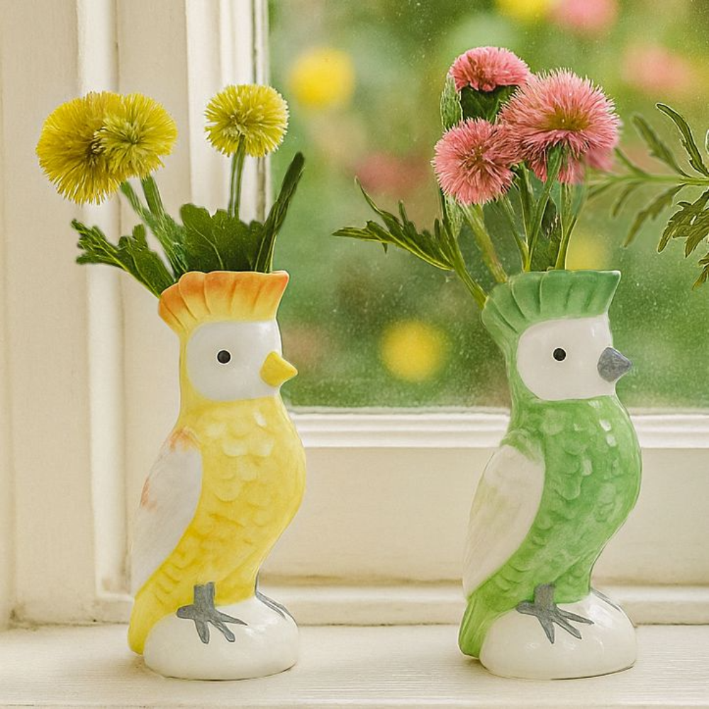 Perdy Parrot Bud Vase Green