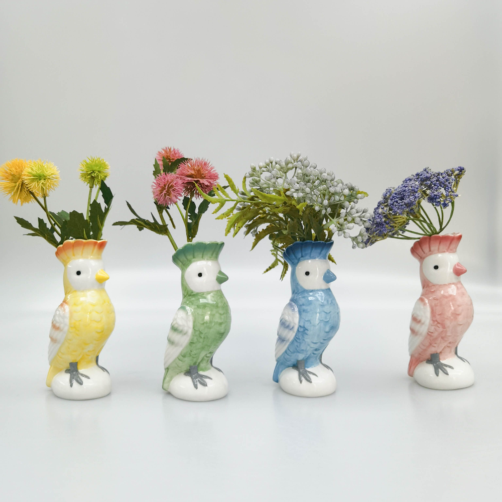 Perdy Parrot Bud Vase Blue