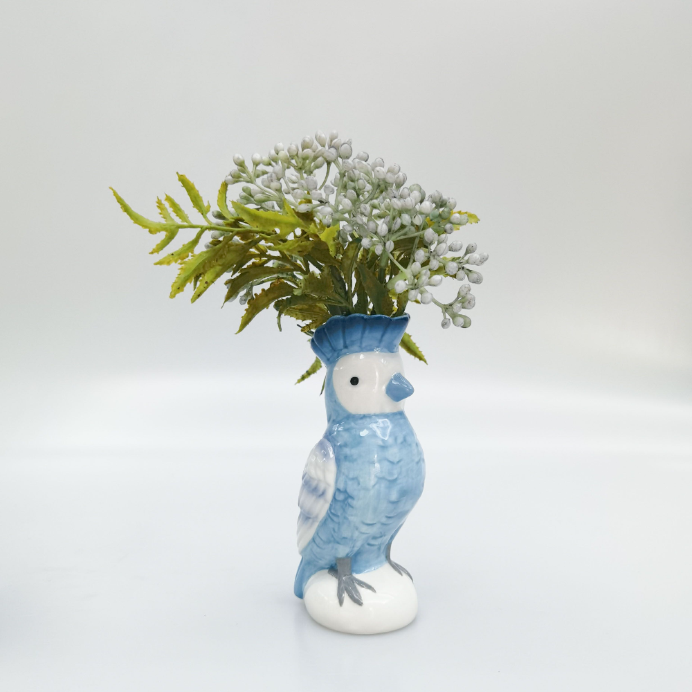 Perdy Parrot Bud Vase Blue