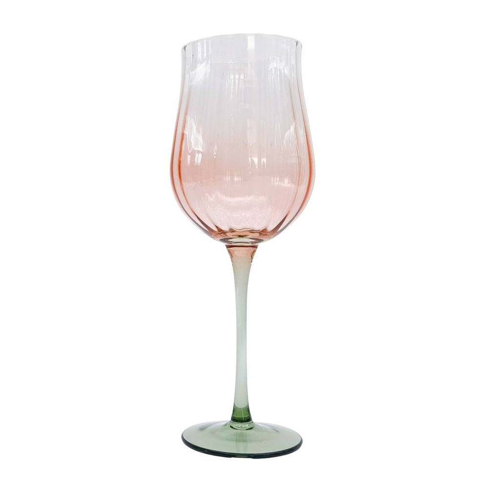 Tulip Wine Glass Set of 2 Pink Green