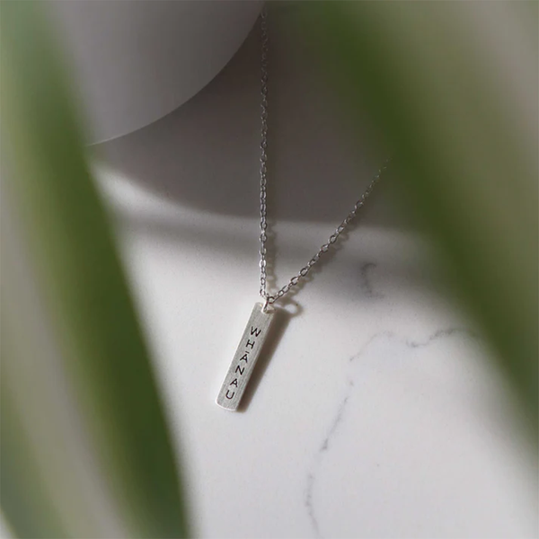 Little Taonga Necklace Te Reo Whānau Silver