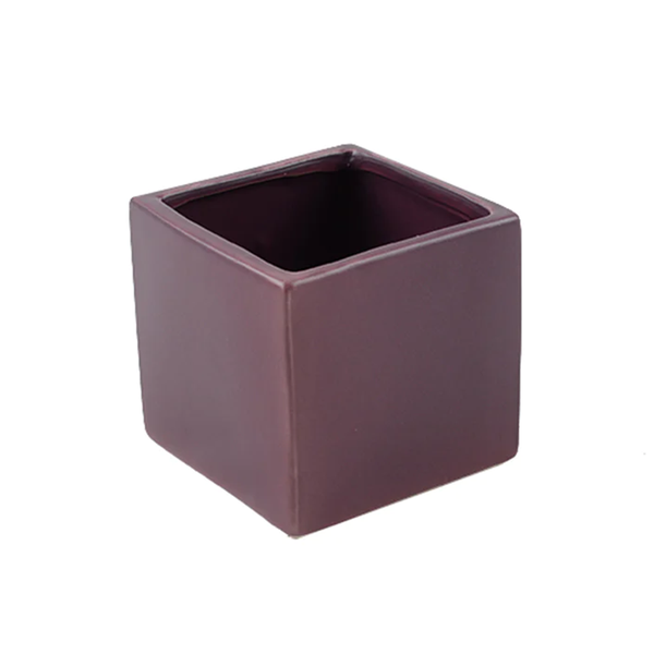 Ceramic Cube Painted Planter Purple