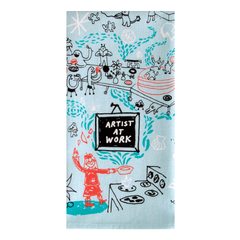 Blue Q Tea Towel Artist at Work