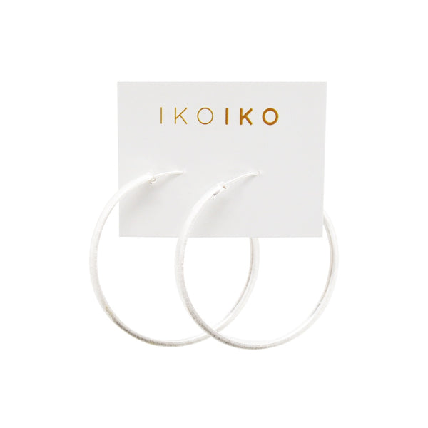 Iko Iko Earrings Hoop 40mm Brushed Silver