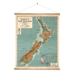 New Zealand Retro Wall Chart Dominion Map of NZ