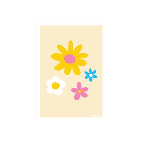 Iko Iko A4 Art Print Solstice Daisies Pink