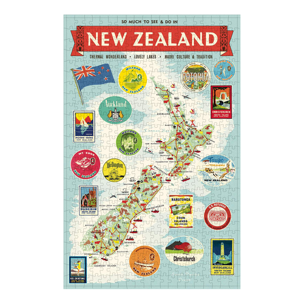 Cavallini 500 Piece Puzzle New Zealand Map