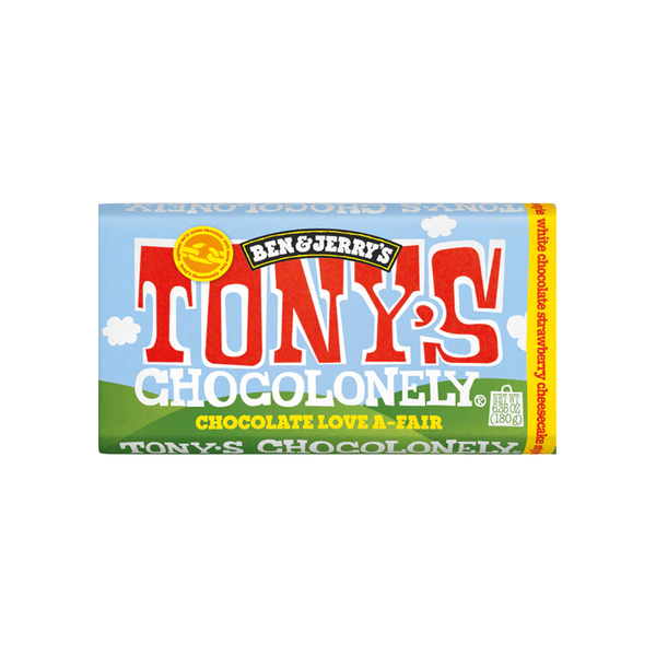 Tony's Chocolonely X Ben Jerry's 180g White Chocolate Strawberry Cheesecake