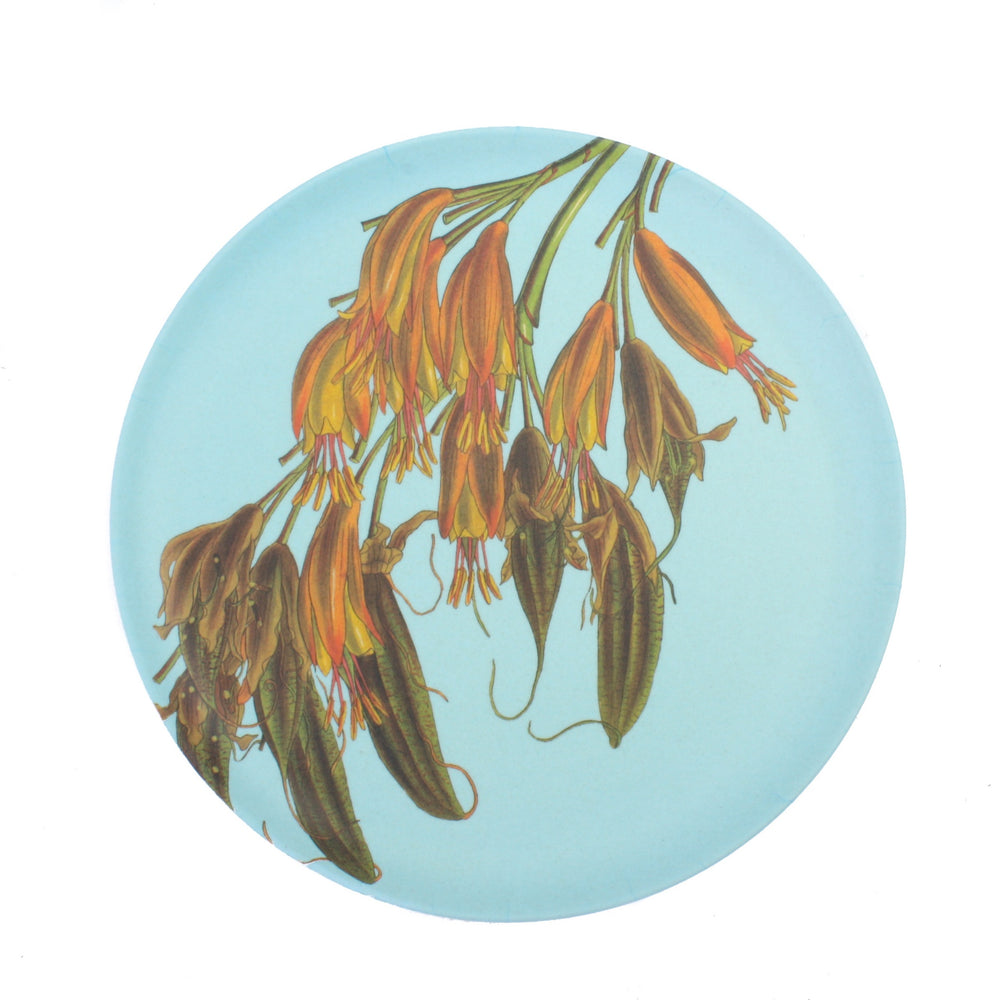 Native Flower Bamboo Plate Flax Flower
