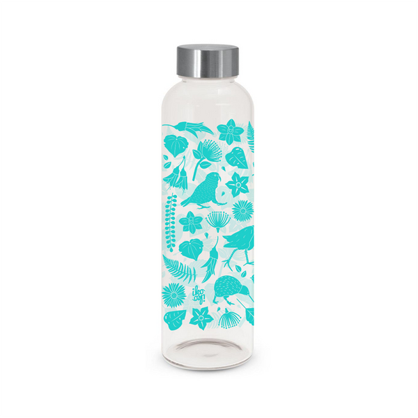 Iko Iko Flora Glass Bottle Aotearoa Turquoise