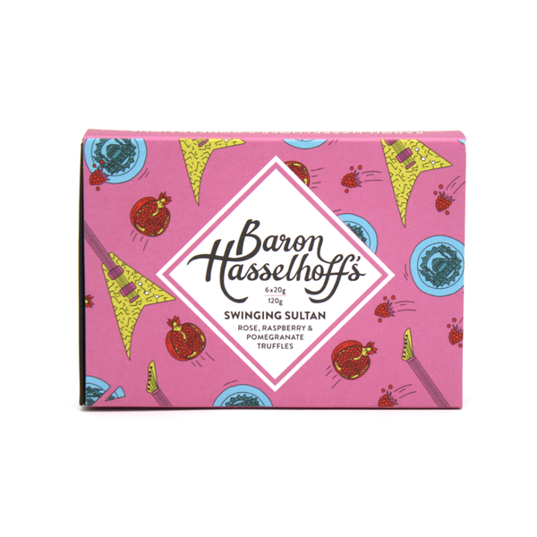 Baron Hasselhoff's Swinging Sultan Rose Raspberry Pomegranate Chocolate Truffles Box of 6