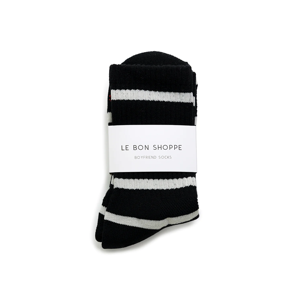 Le Bon Shoppe Socks Boyfriend Extended Black Stripe