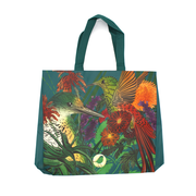 Flox Reusable Shopping Bag Birds and Flowers Turquoise Handle