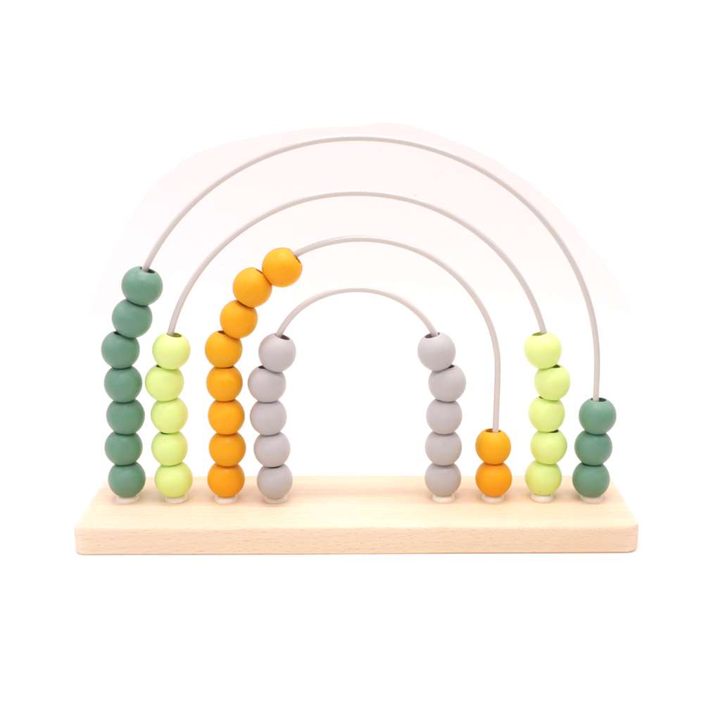 Wooden Abacus Rainbow Green and Yellow