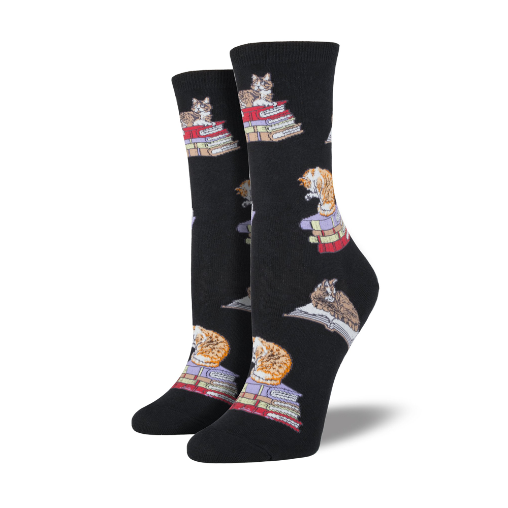 Socksmith Socks Women's Cats on Books Black